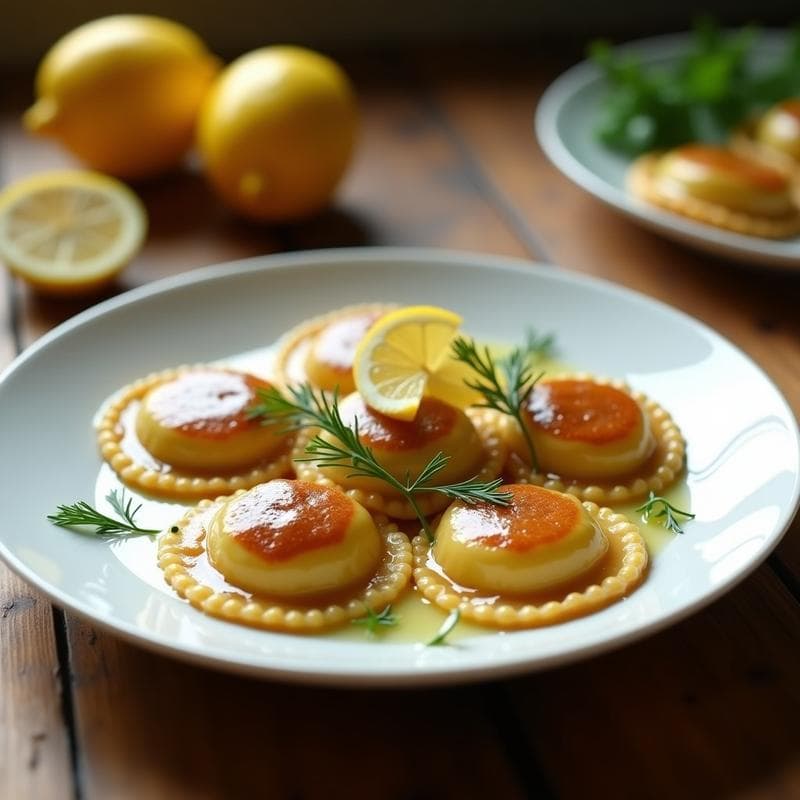 Raviolis de Hongos Shiitake y Tofu Sedoso: Receta griega en airfryer con Salsa de Limón y Eneldo