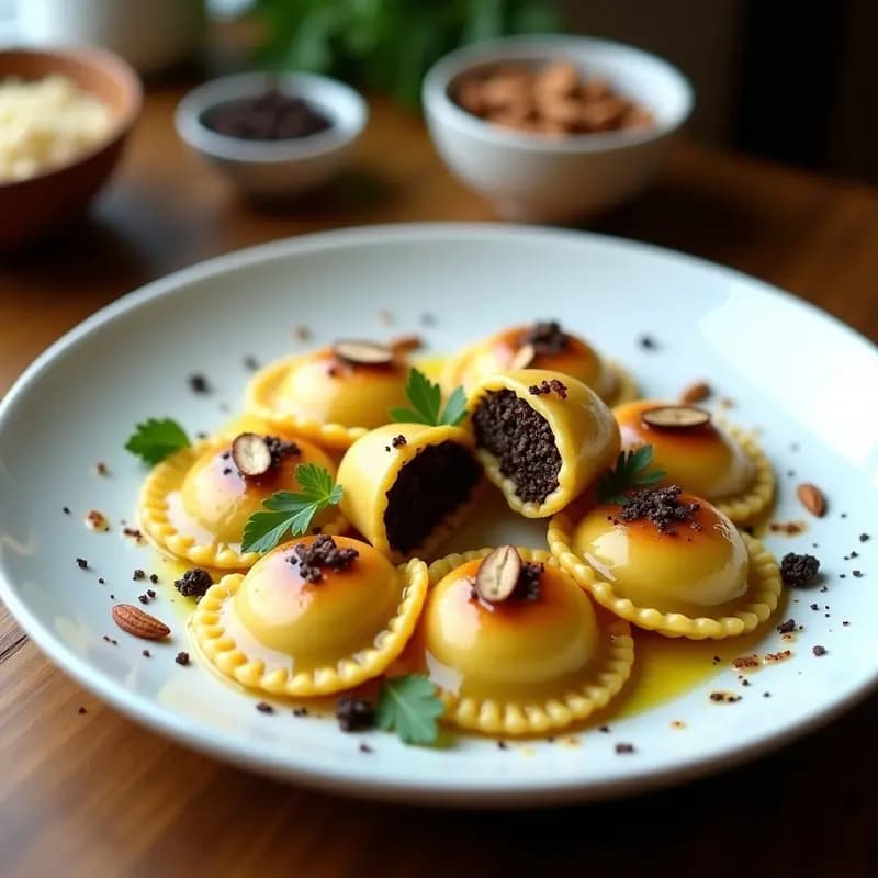 Raviolis de Mandioca con Relleno de Hongos Shiitake y Trufa: Receta Brasileña Sin Gluten en Airfryer