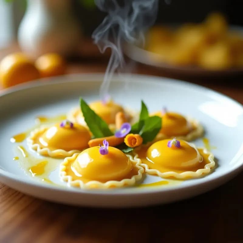 Raviolis de Mango y Queso de Anacardo: Postre Italiano Vegano al Vapor