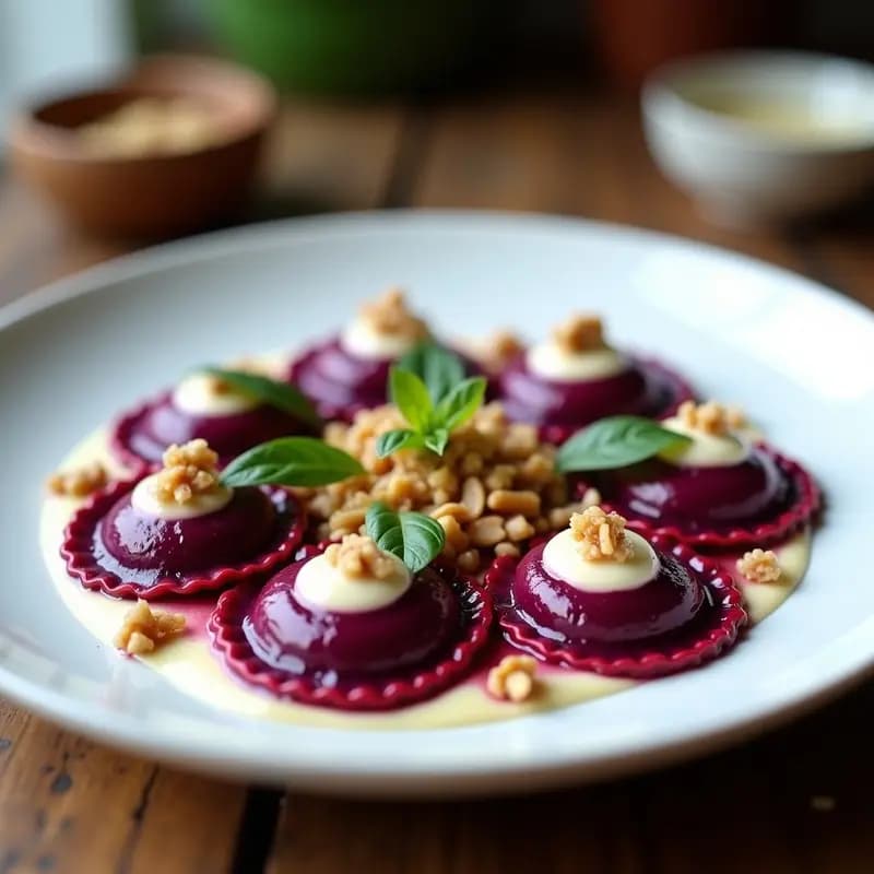 Raviolis de Remolacha Morada con Relleno de Ricotta y Nueces: Pasta Colorida en Thermomix