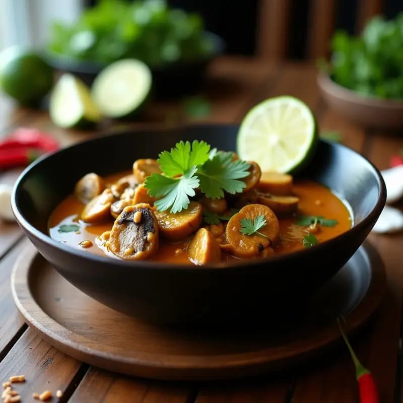 Rendang de Champiñones Portobello: Curry indonesio vegano en slow cooker