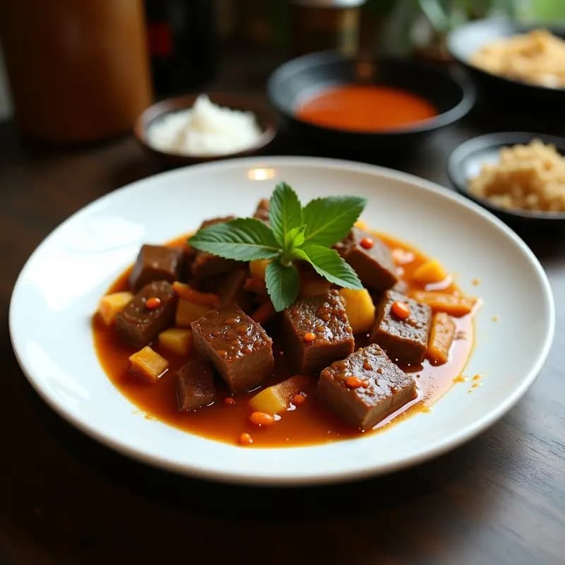 Rendang Indonecio de Ternera con Leche de Coco y Especias: Guiso Lento y Aromático