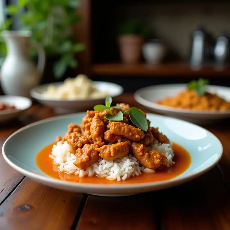 Rendang de Tempeh y Coco en Salsa de Especias: Estofado Indoneiso Vegano y Picante