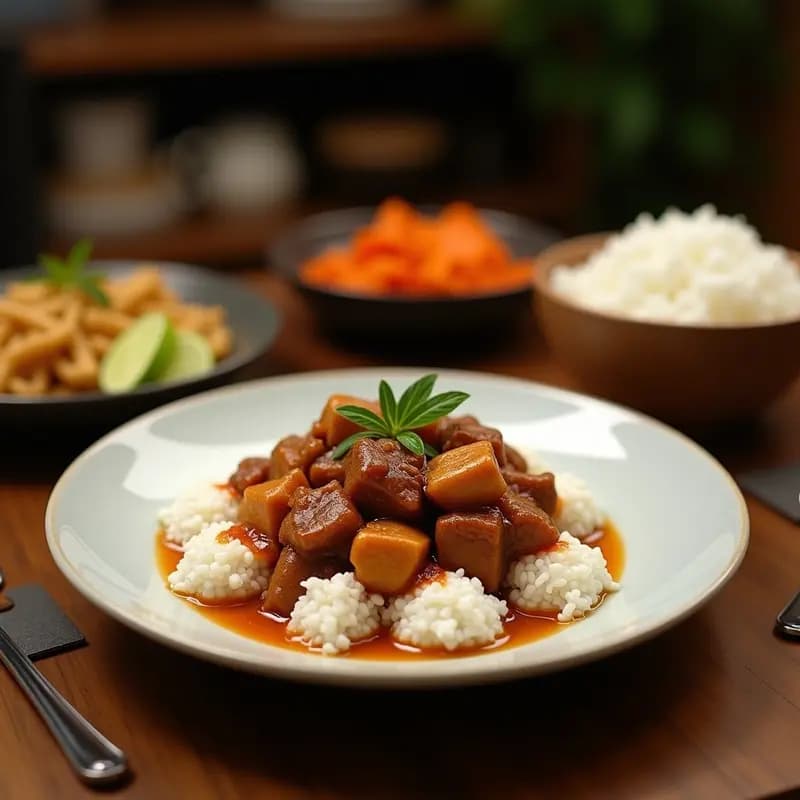 Rendang Indonecio de Tempeh y Coco: Receta Vegana y Alta en Proteína en Olla Lenta