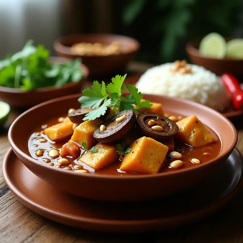 Rendang de Tofu y Champiñones: Estofado Indonecio Vegano y Picante
