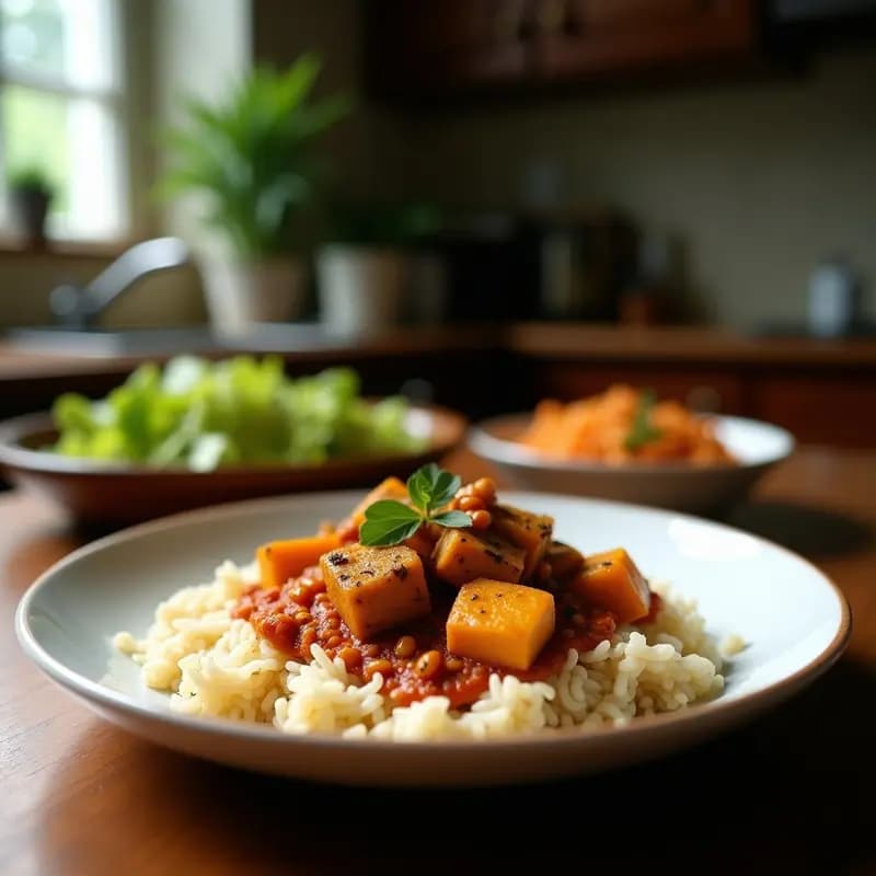 Rendang de Tofu y Coco: Receta Indonesa Vegana en Olla Lenta con Especias Auténticas