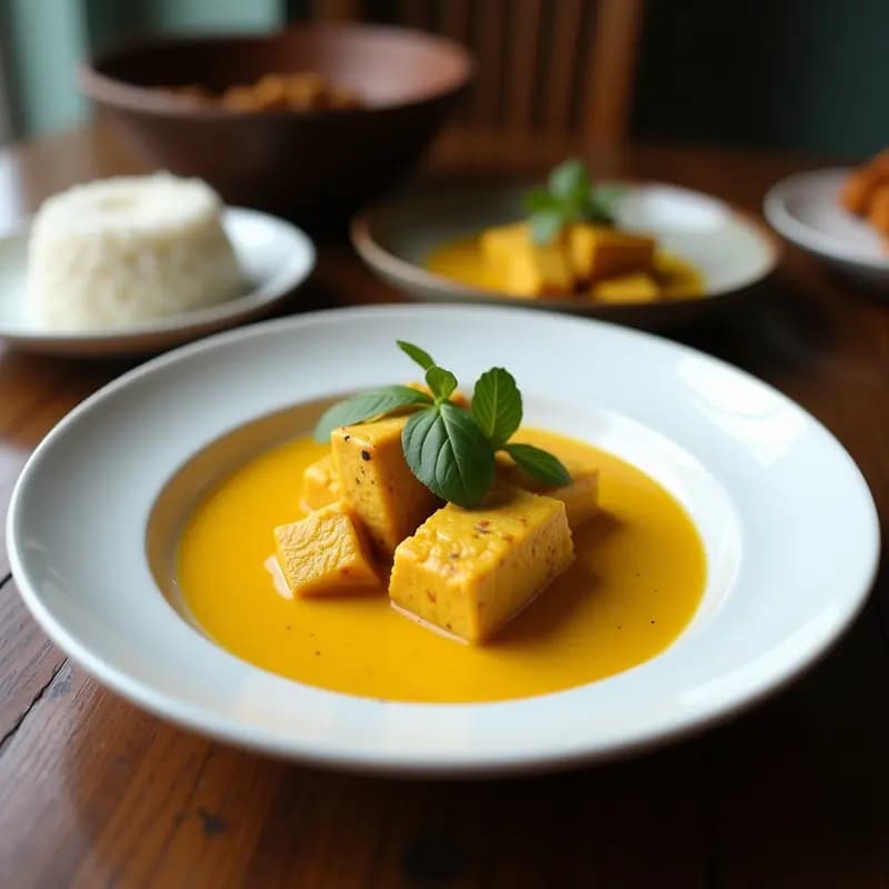 Rendang de Tofu y Cúrcuma: Guiso Indonesio Vegano con Leche de Coco