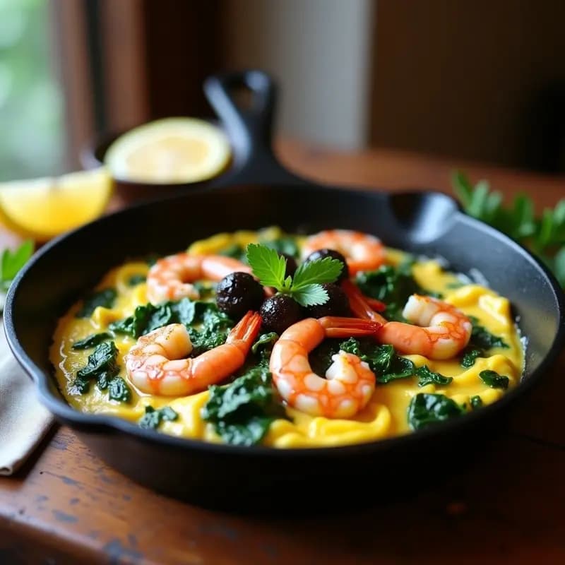 Revuelto de Espinacas y Gambas con Ajo Negro: Receta Rápida y Alta en Proteína