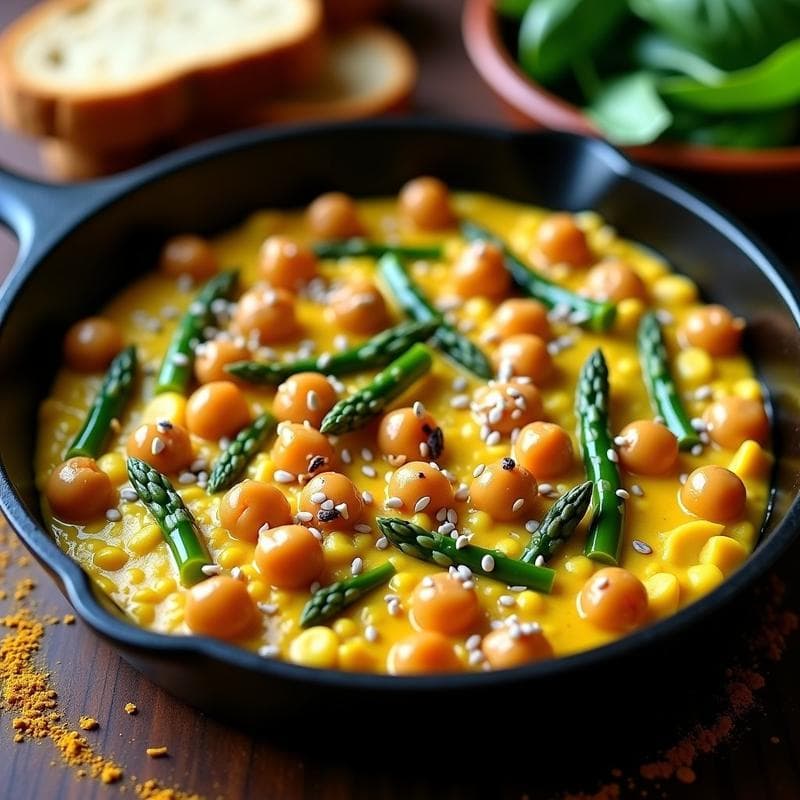 Revuelto de Garbanzos y Espárragos con Ajo Negro: Receta Vegana Alta en Hierro