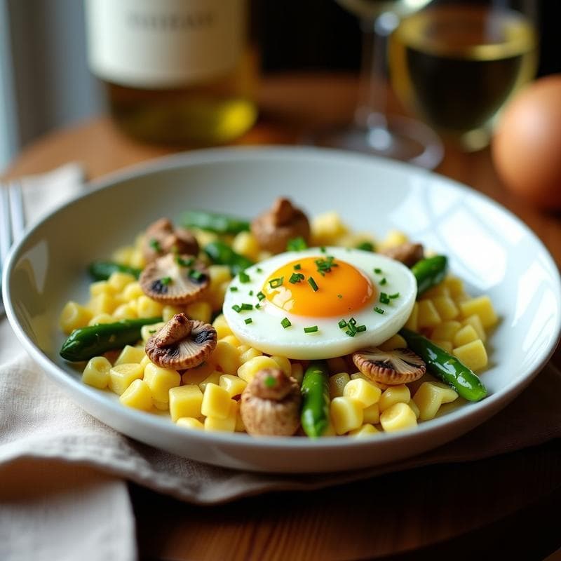 Revuelto de Setas Chanterelles y Espárragos Blancos con Huevos de Codorniz: Receta Gourmet en 20 Minutos