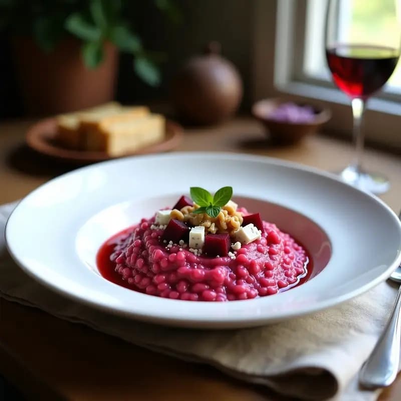 Risoto de Remolacha y Queso Azul con Nueces: Receta Italiana de Invierno y Alta en Antioxidantes