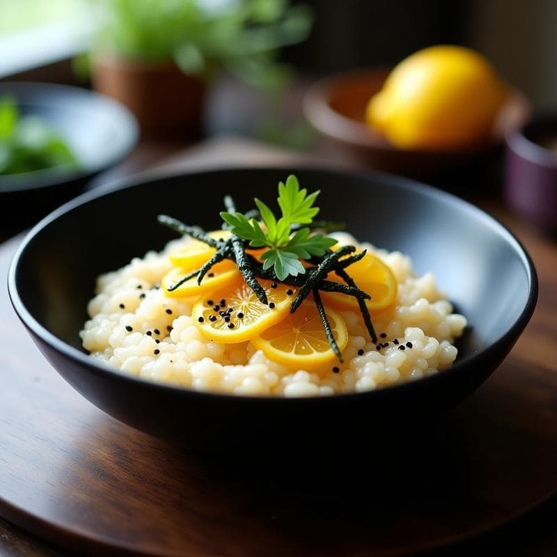 Risotto de Algas Nori y Limón Confitado: Receta Japonesa Sin Gluten en Thermomix Ultracremosa