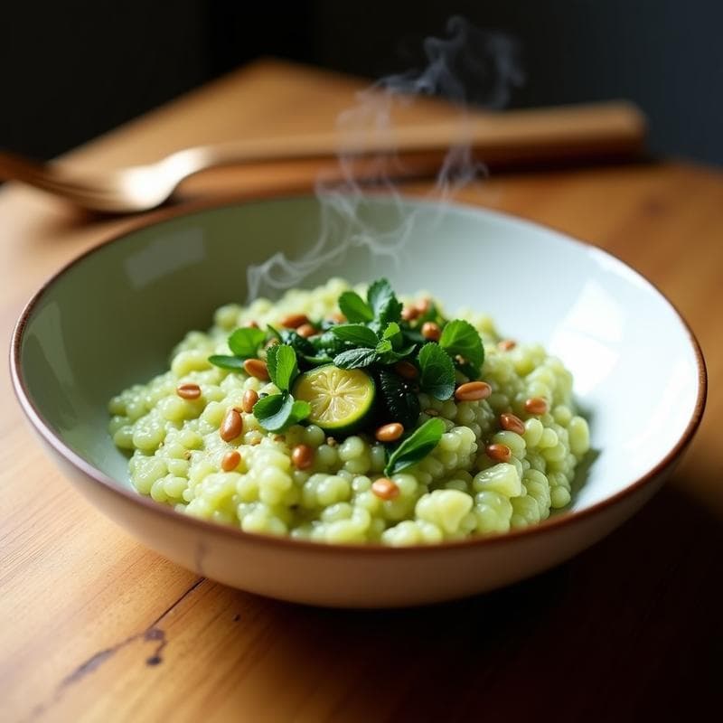 Risotto de algas wakame y calabacín con toque de yuzu: Receta japonesa vegana en 25 minutos