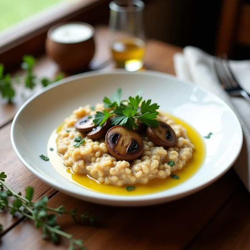 Risotto de Avena y Champiñones Portobello: Receta Vegana y Cremosa Sin Lácteos