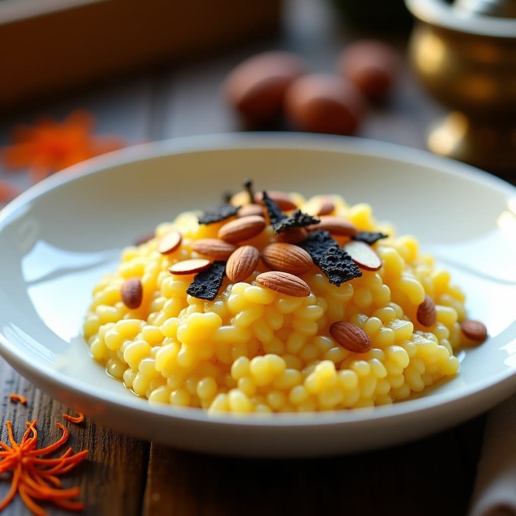 Risotto de Azafrán y Almendras con Virutas de Trufa Negra: Receta Persa en Olla Lenta