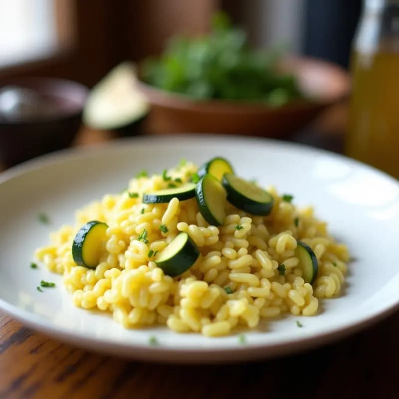 Risotto de Azafrán y Calabacín: Receta Italiana Vegana con Leche de Coco
