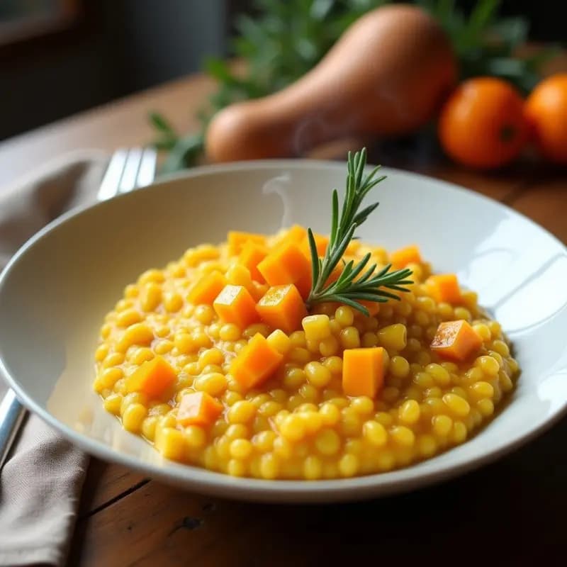 Risotto de Azafrán y Calabaza Butternut: Receta Italiana Vegana en Olla Rápida