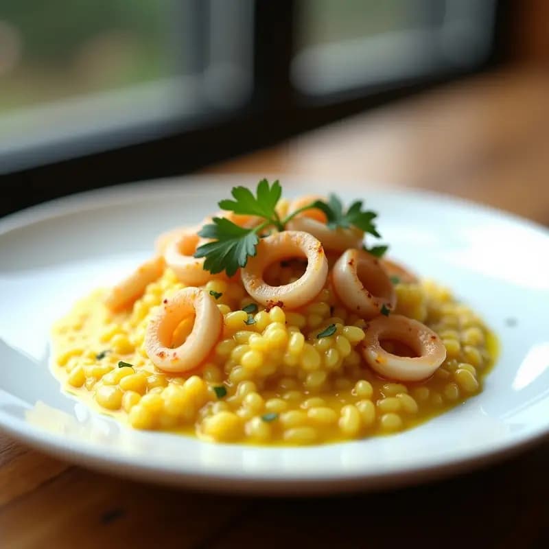 Risotto de Azafrán con Calamares: Receta en Airfryer y Sin Complicaciones