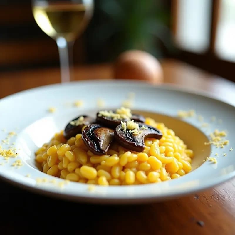 Risotto de Azafrán con Arroz Carnaroli y Hongos Portobello: Receta Cremosa y Elegante para Ocasiones Especiales