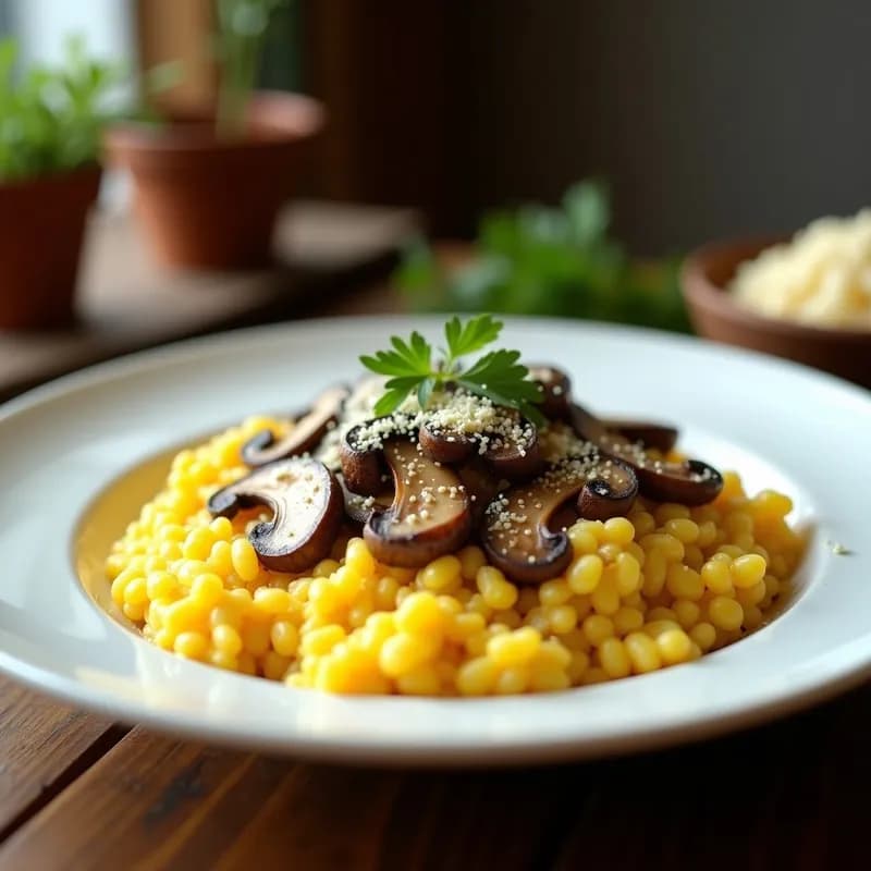 Risotto de Azafrán con Champiñones: Receta Cremosa en Airfryer en 25 Minutos