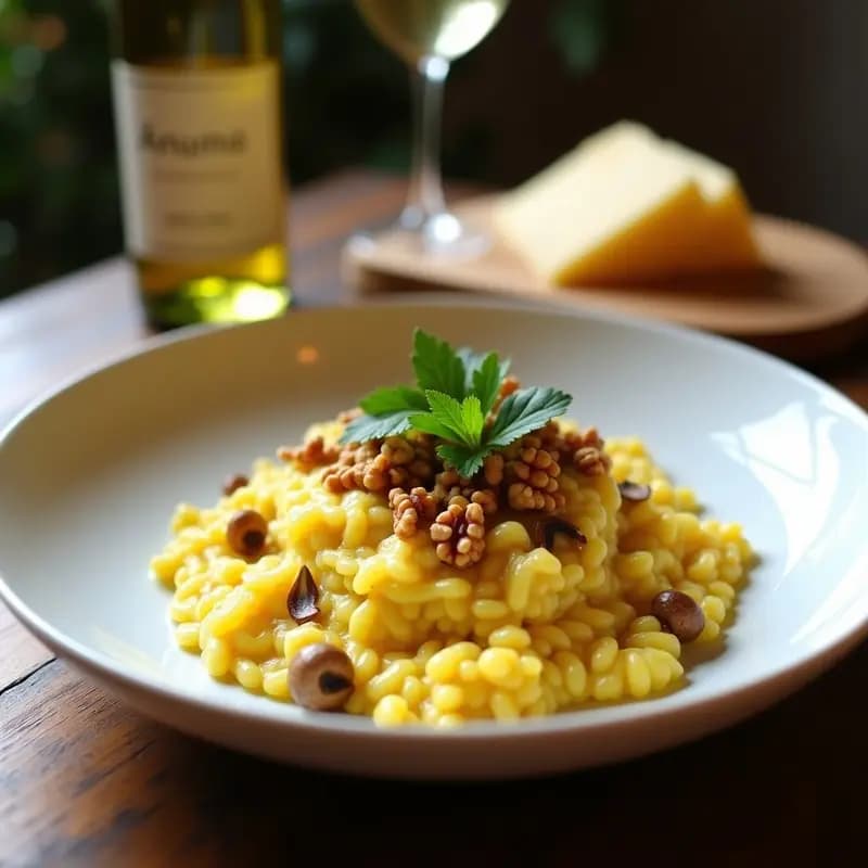 Risotto de Azafrán y Chanterelles: Receta Italiana Cremosa y Elegante para Cenas Especiales
