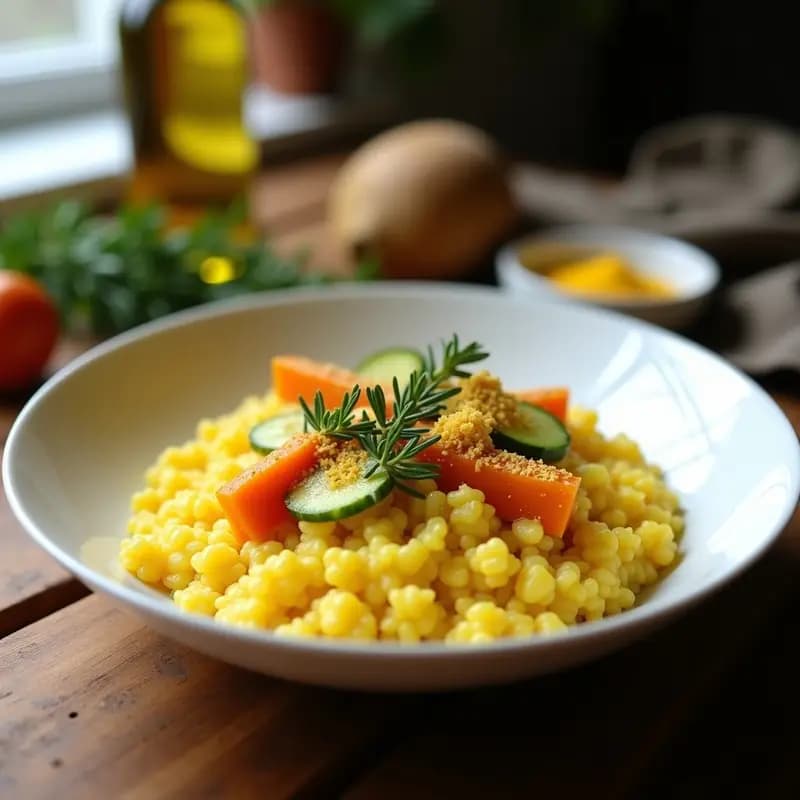 Risotto de Azafrán con Calabaza y Cogombre: Receta Vegana de Autor en 30 Minutos