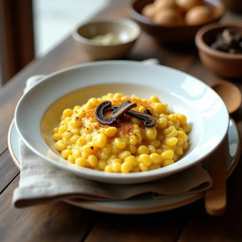 Risotto de Azafrán y Hongo Porcini: Receta Italiana Crema y Vegana