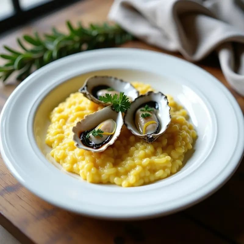Risotto de Azafrán con Ostiones y Limón: Receta Italiana de Lujo en 30 Minutos