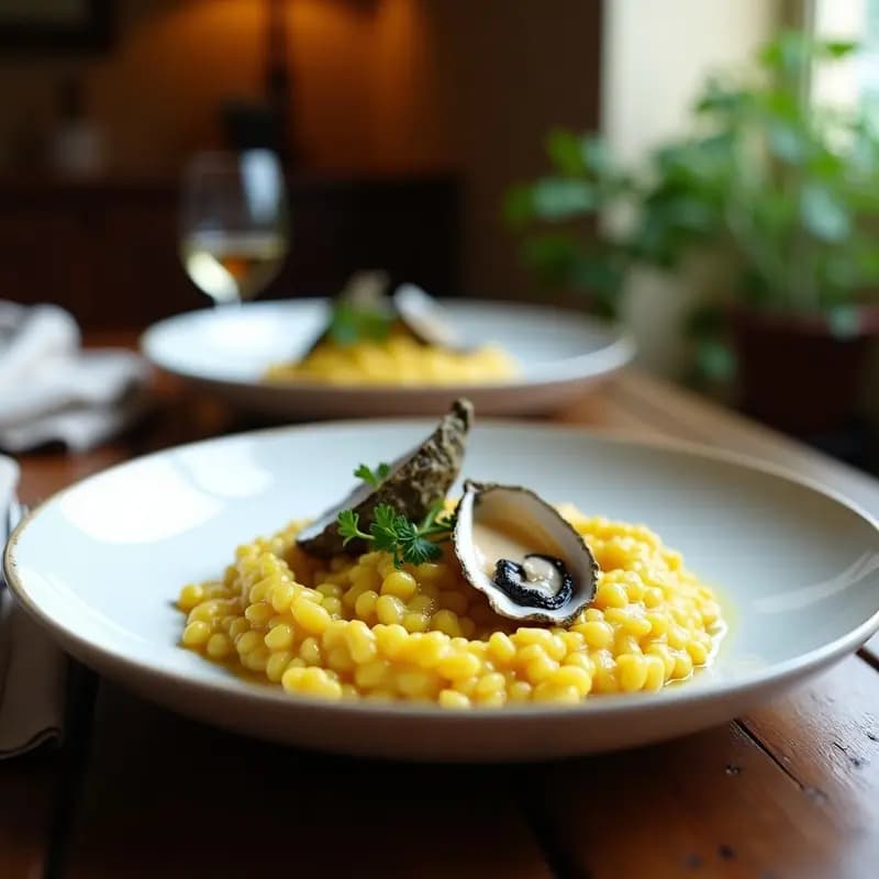 Risotto de Azafrán y Ostras: Receta Italiana Cremosa con Toque del Mar