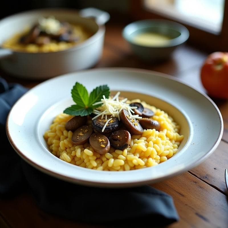 Risotto de Azafrán y Setas: Receta Otoñal de Temporada en 30 Minutos