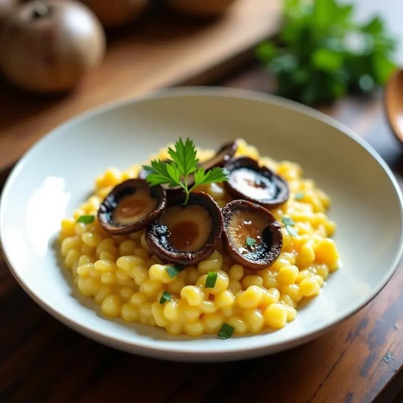 Risotto de Azafrán y Setas: Receta Cremosa Sin Gluten y Alta en Proteína