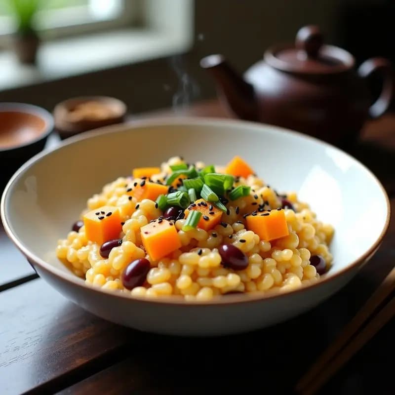 Risotto de Azuki y Calabaza: Receta Japonesa Vegana en Olla Arrocera