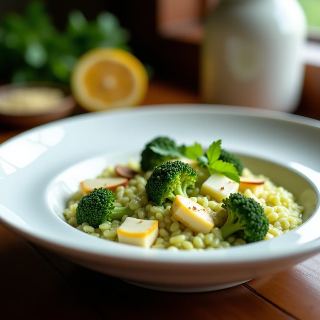 Risotto de Brócoli y Queso de Cabra con Toque de Limón Confitado: Receta Gourmet en Thermomix