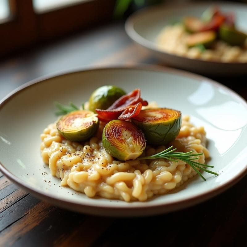 Risotto de Coles de Bruselas y Panceta de Tofu: Receta Vegana en Thermomix con Toque Umami