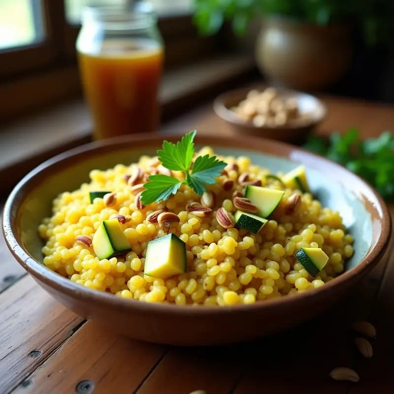 Risotto de Bulgur con Calabacín y Azafrán: Receta Libanesas en Olla Rápida