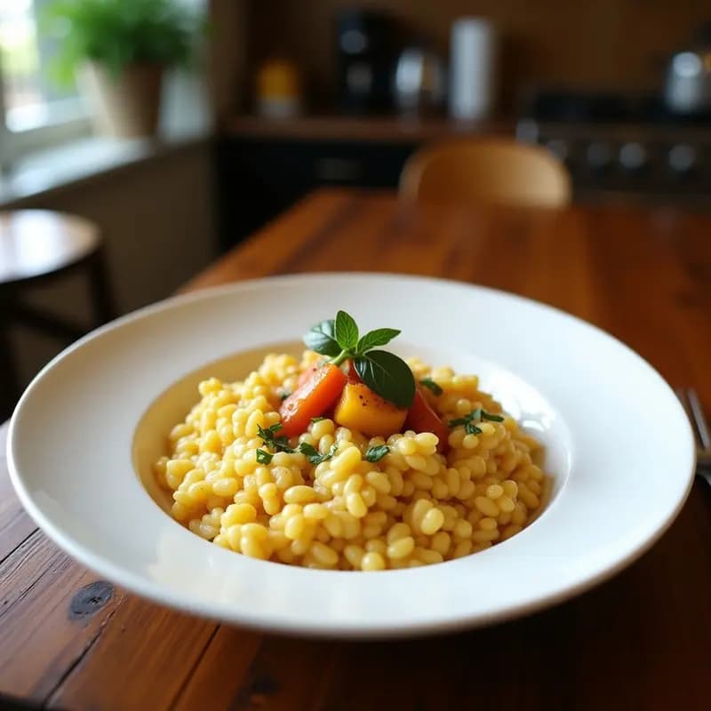 Risotto de Calabacín y Azafrán: Receta Italiana Sin Lácteos y con Arroz Integral
