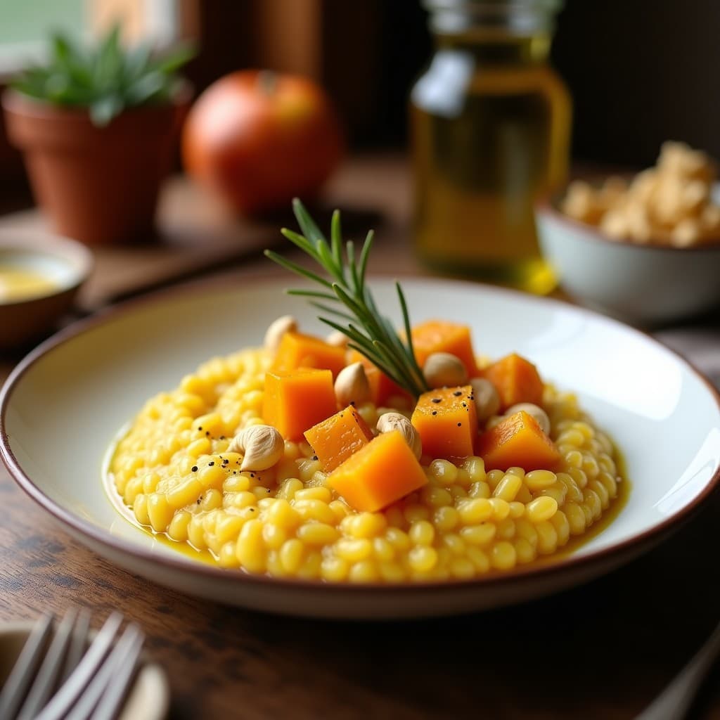 Risotto de Calabaza y Cúrcuma: Receta Italiana Vegana con Toque Antiinflamatorio