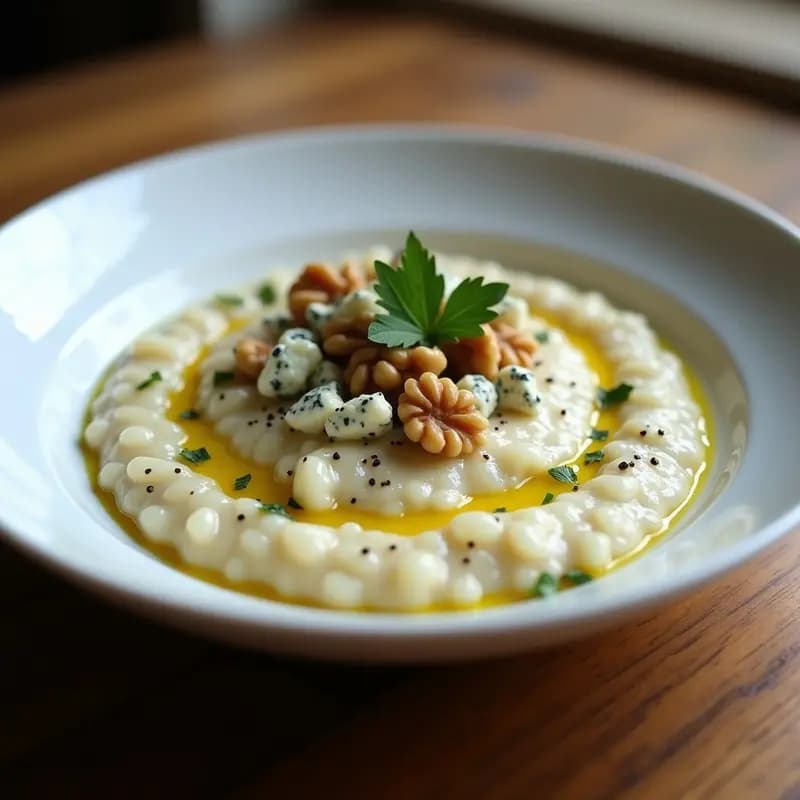 Risotto de Coliflor con Queso Azul y Trufa: Receta Keto de Alta Proteína en 25 Minutos