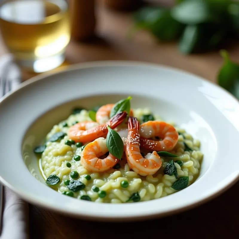 Risotto de Calçots y Espinacas con Gambas: Receta Gourmet en 30 Minutos
