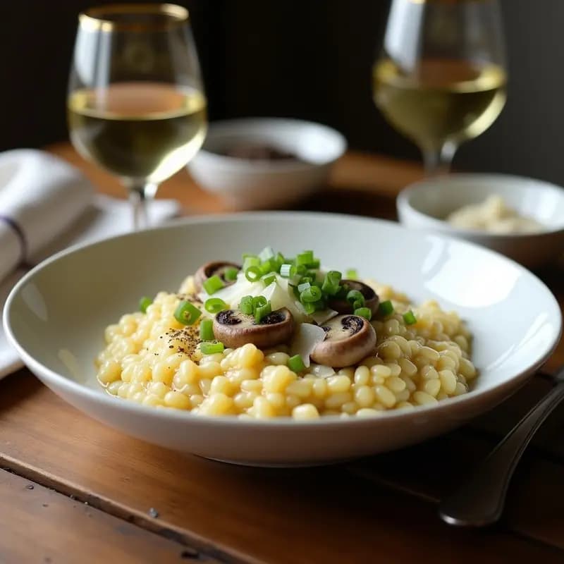 Risotto de Cebolleta y Hongos Porcini Secos: Receta Italiana Cremosa en 30 Minutos