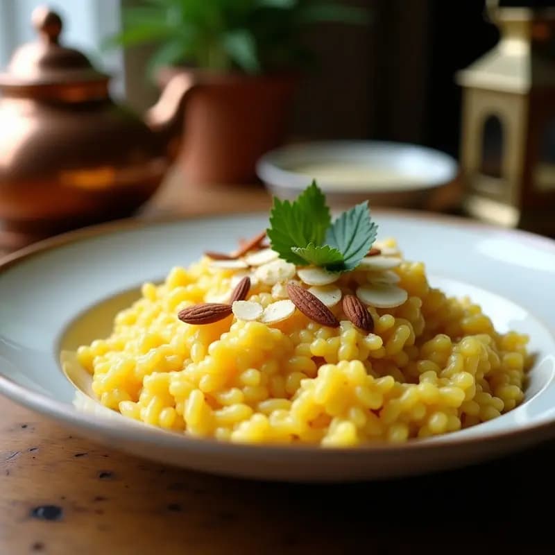 Risotto de Chagée y Azafrán con Queso Pecorino: Receta Iraní Cremosa