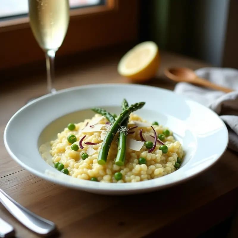 Risotto de Champagne y Espárragos: Receta Italiana Gourmet para Ocasiones Especiales