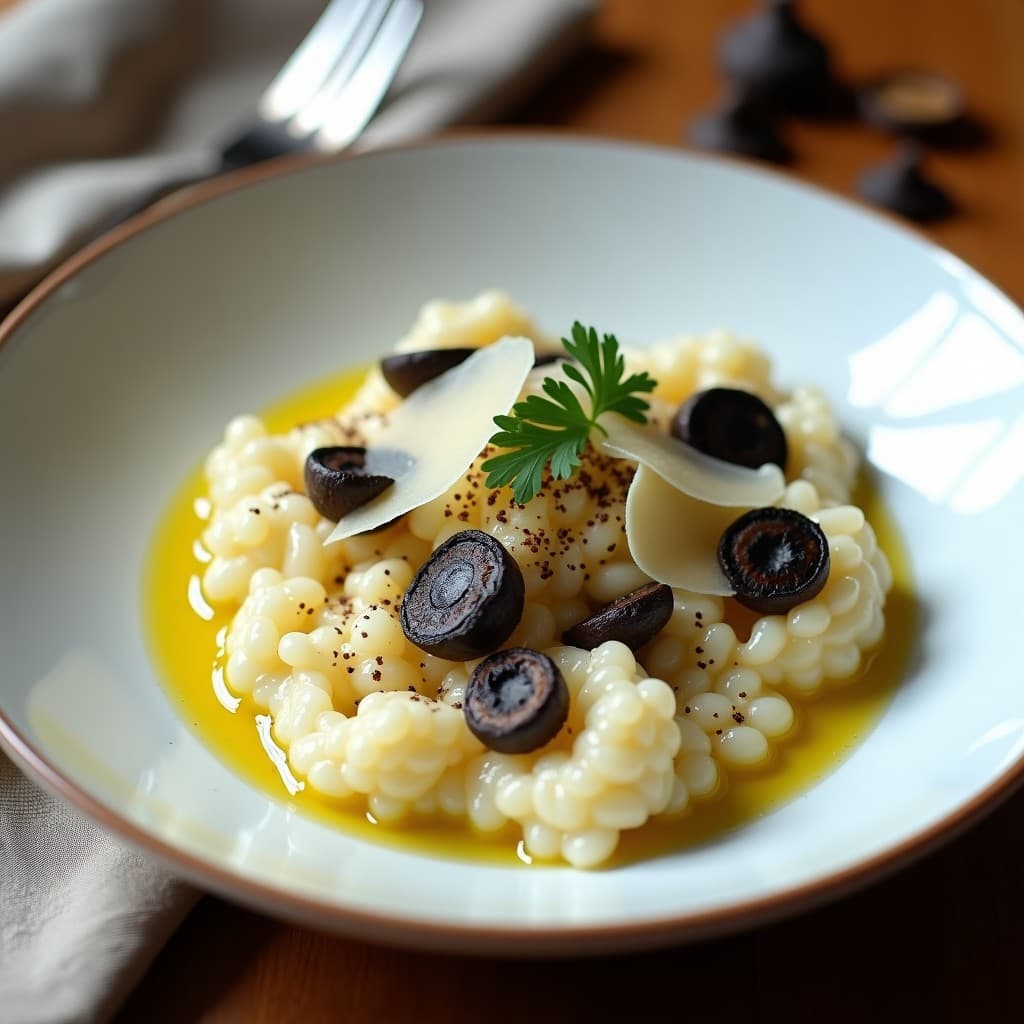 Risotto de Champiñones Negros y Trufa: Receta Italiana Keto en Olla Exprés