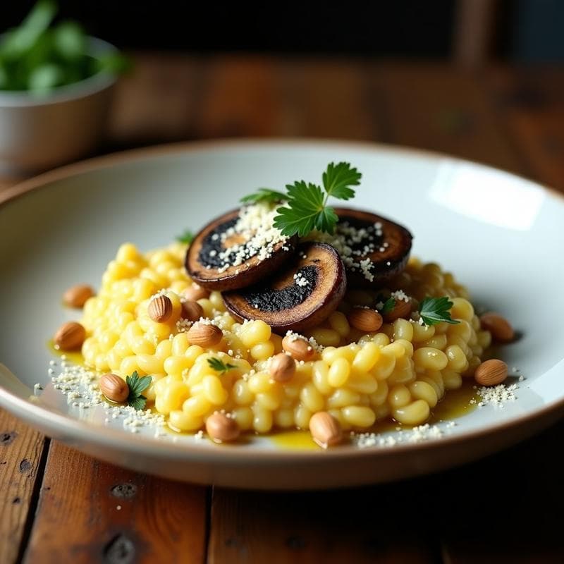 Risotto de Champiñones Portobello y Cúrcuma con Caldo de Huesos: Receta Italiana Keto
