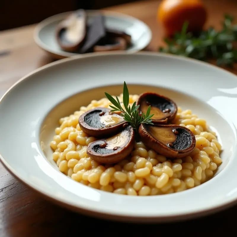 Risotto de Champiñones Portobello y Trúfa con Caldo de Hongos: Receta Italiana Crema y Sin Lácteos