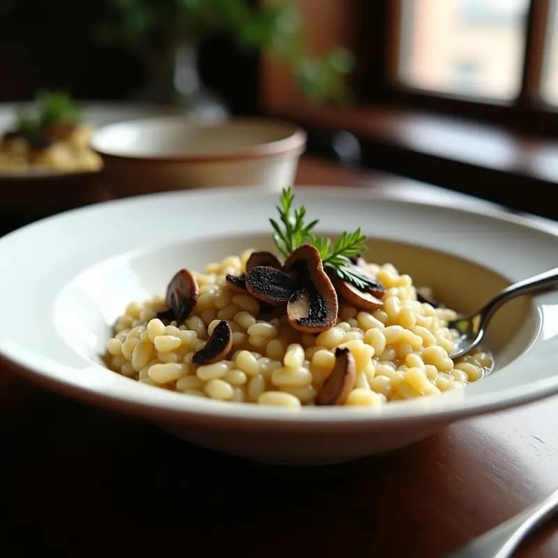 Risotto de Champiñones Silvestres y Trufa Negra con Vino Blanco: Receta Italiana en Olla Rápida