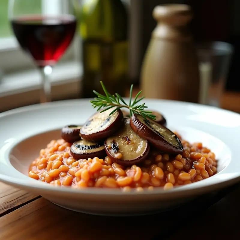 Risotto de Champiñones y Vino Tinto: Receta Italiana Creamosa en Olla Exprés