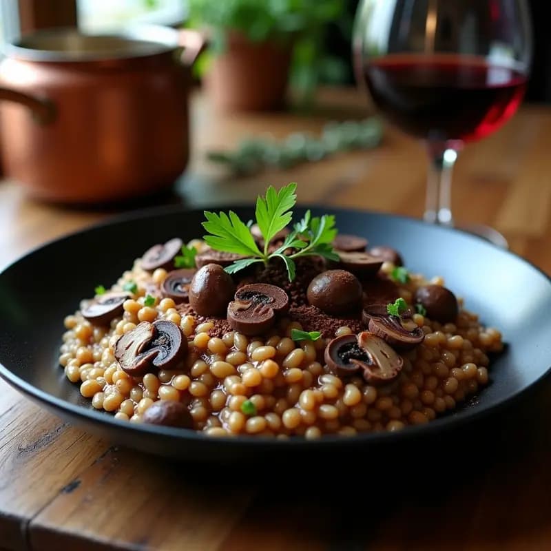Risotto de Chocolopote y Champiñones con Vino Tinto: Receta Italiana Gourmet y Sin Lactosa