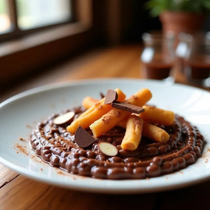 Risotto de Churros y Chocolate: Postre Italiano Crema con Toque Español y Canela