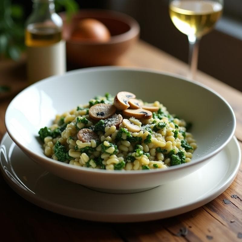 Risotto de Col Rizada y Champiñones con Caldo de Huesos: Receta Keto y Alta en Nutrientes